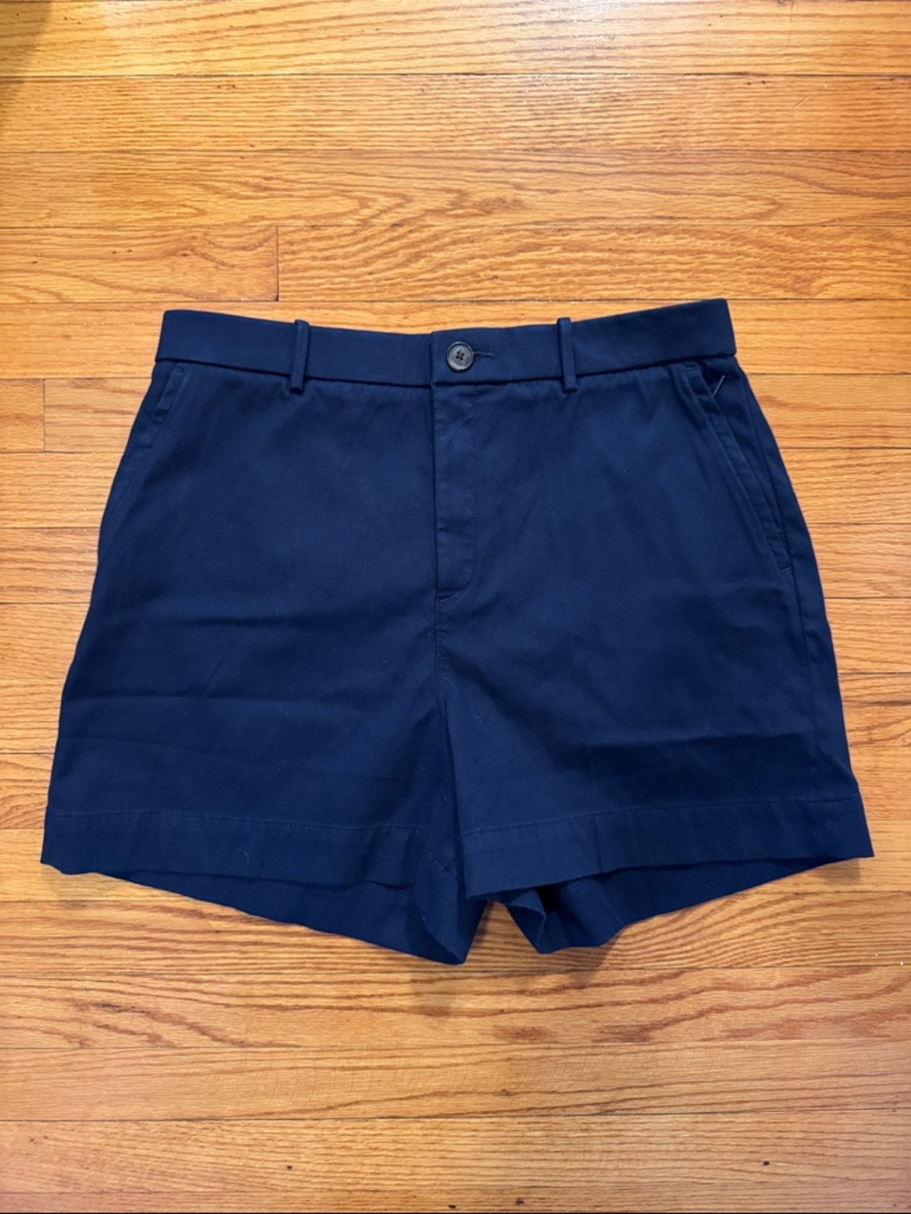 SPANX Navy Flat-Front Tailored Shorts